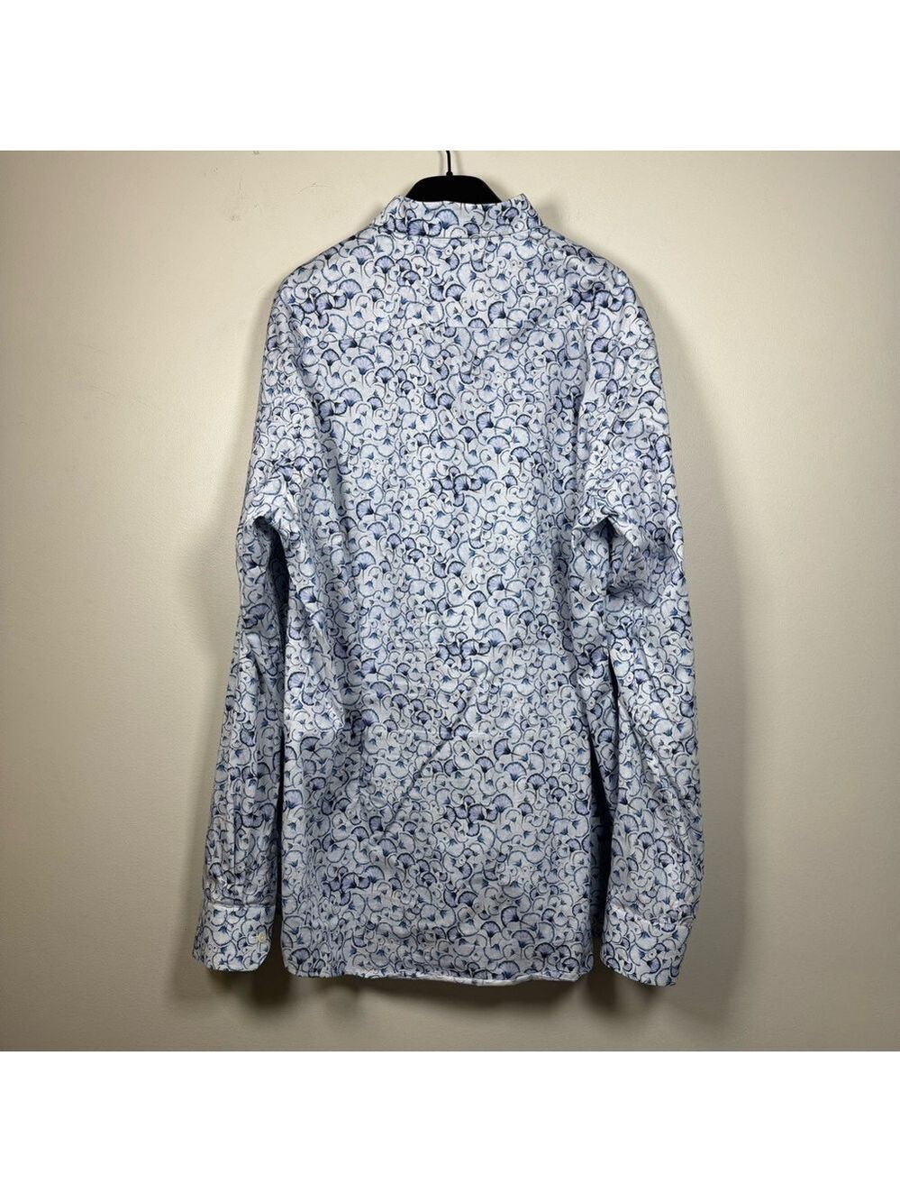 Eton White and Blue Swirl Pattern Shirt Buttondown shirt Size 3XL - Picture 4 of 9